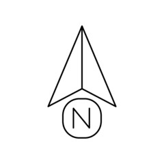 north direction icon vector design, editable stroke line icon