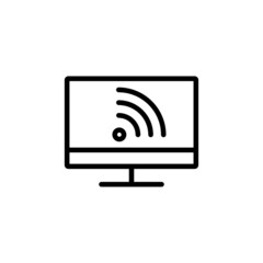 desktop wireless icon vector design, editable stroke line icon