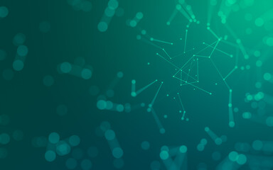 Abstract background. Molecules technology with polygonal shapes, connecting dots and lines. Connection structure. Big data visualization.