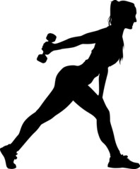 Vector silhouette of a model exercising with dumbell