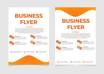 Naklejka premium blue and orange business flyer template. perfect for business marketing, promotion, and presentation.