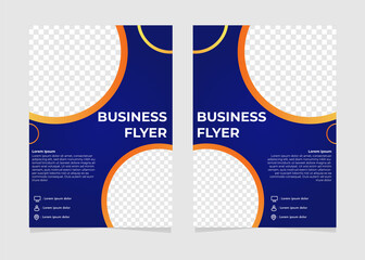 blue and orange business flyer template. perfect for business marketing, promotion, and presentation.