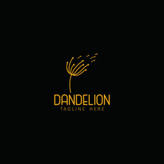 Dandelion Flower Logo Icon Design Template. Elegant, Luxury, Gold, Flower, Premium,  Florist, Modern, Vector Illustration