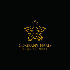 Dandelion Flower Logo Icon Design Template. Elegant, Luxury, Gold, Flower, Premium,  Florist, Modern, Vector Illustration
