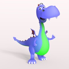 3D-illustration of a cute and funny cartoon dragon explaining. isolated rendering object