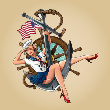 Sailor Girl US Navy pin-up girl version.vector illustration
all layers are unlocked, including the costume layers.