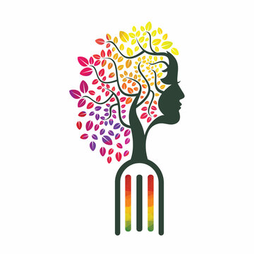 Female Education tree concept design.  Book with women face tree logo.