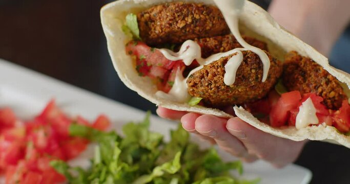 Fresh falafel plater prepared by chef.