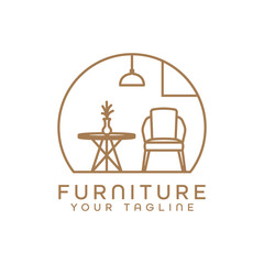 furniture logo minimalist room interior chairs and tables