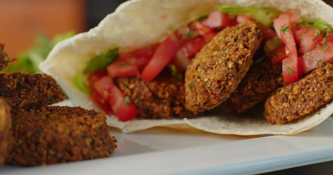 Fresh falafel plater prepared by chef.