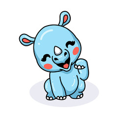 Cute baby rhino cartoon posing