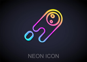 Glowing neon line Comet falling down fast icon isolated on black background. Vector