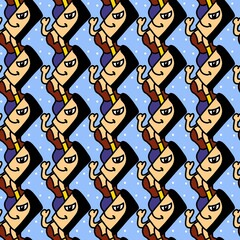 Obraz premium seamless pattern of cute woman cartoon