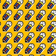 seamless pattern of cute pencil cartoon