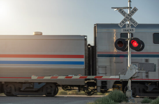 Closed Utah Railroad Crossing and Passing Train