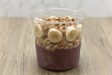 Acai fruit bowl hemp seed, almonds, and peanut butter with blended flavors to increase your...