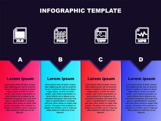 Set line XLS file document, PNG, TIFF and MP3. Business infographic template. Vector