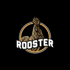 vintage logo rooster illustration,hand drawn logo rooster - obrazy, fototapety, plakaty