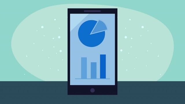 statistics pie infographic in smartphone animation