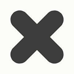 Black cross icon. Checklist mark. Paint brush element. Abstract hand drawn art. Vector illustration. Stock image.