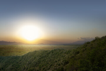 Green hills with landscape view