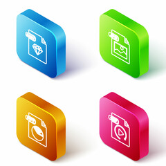 Set Isometric line RUBY file document, JPG, PPT and GIF icon. Vector