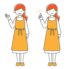 シンプルな主婦の全身イラストセット1