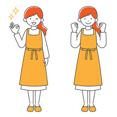 シンプルな主婦の全身イラストセット2