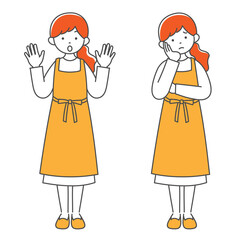 シンプルな主婦の全身イラストセット3