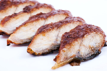 smoked eel on a white background