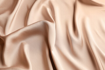 Fototapeta premium Texture of color fabric with folds as background, closeup
