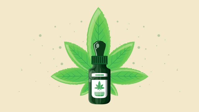 medical cannabis dropper and leaf animation