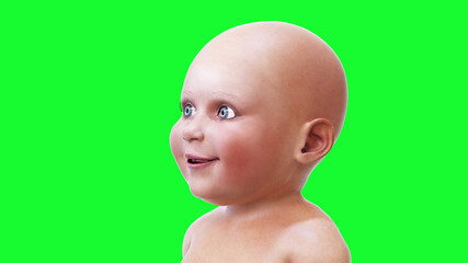 Funny speaking baby, children. 3d rendering.