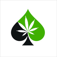 Spades with marijuana or cannabis or hemp in the middle.