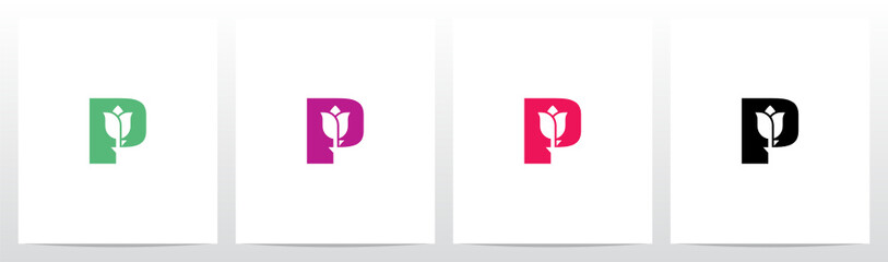 Rose With Stem On Letter Logo Design P