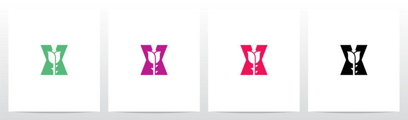 Rose With Stem On Letter Logo Design X