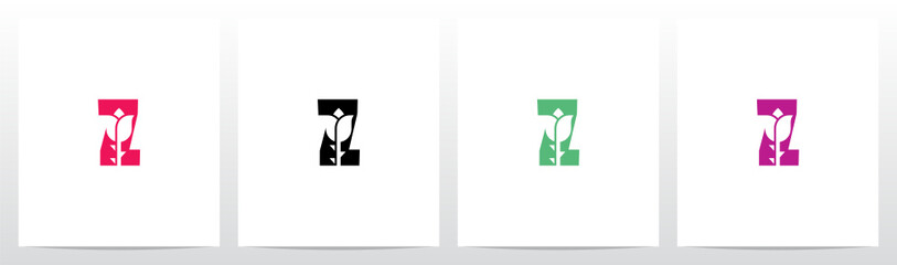 Rose With Stem On Letter Logo Design Z