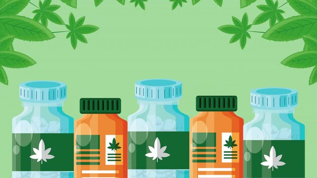 medical cannabis bottles products animation