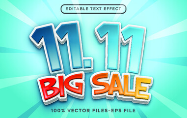 singles day cartoon style editable text effect Premium Vector.