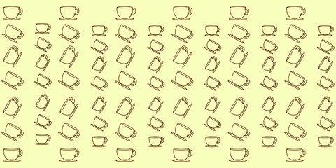 coffee cup line art pattern background