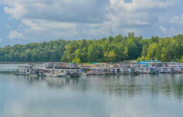 A marina on Laurel River Lake in Daniel Boone National Forest, Corbin, Kentucky