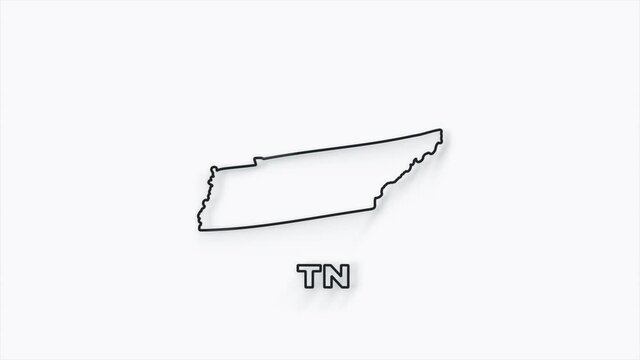 2d line creative Tennessee state lettering isolated on white. 2d line Tennessee state. USA. United States of America. Text or labels Tennessee with silhouette