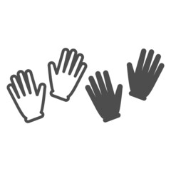 Fototapeta premium Garden gloves line and solid icon, gardening concept, pair of gardening gloves vector sign on white background, outline style icon for mobile concept and web design. Vector graphics.