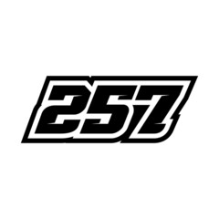 Racing number 257 logo on white background