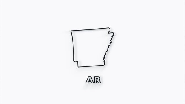 2d line creative Arkansas state lettering isolated on white. 2d line Arkansas state. USA. United States of America. Text or labels Arkansas with silhouette