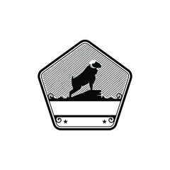 Sheep farm logo, emblem or badge template with pentagonal nature illustration in flat design monogram symbol