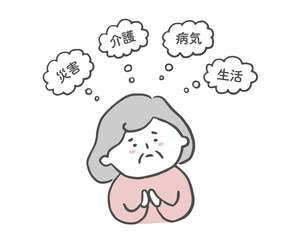 老後について悩むシニア女性