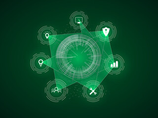 Fototapeta premium 2d illustration Abstract futuristic electronic circuit technology background