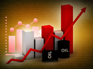 3d illustration oil barrel with graph