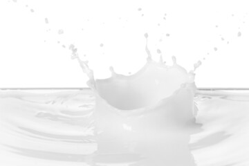 Splashes of milk on white background